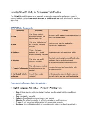 Crafting Performance Tasks with Rubrics Per Quarter Enhancing Student ...