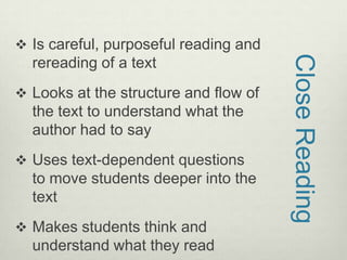 Crafting Successful Close Reading Lessons Using Text Dependent 