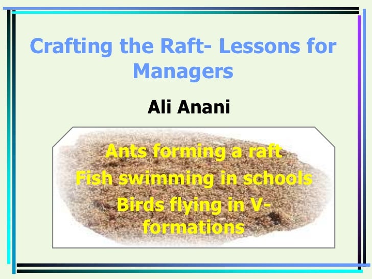 Crafting the Raft- Lessons for Managers<br />Ali Anani<br />Ants forming a raft<br />Fish swimming in schools<br />Birds f...