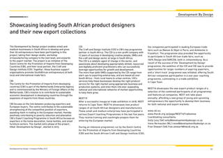 41Development by Design / Company Profiles 2019
Showcasing leading South African product designers
and their new export co...