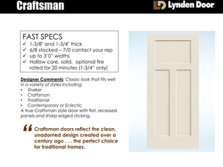 Craftsman Molded Interior Door Summary Presentation | PDF