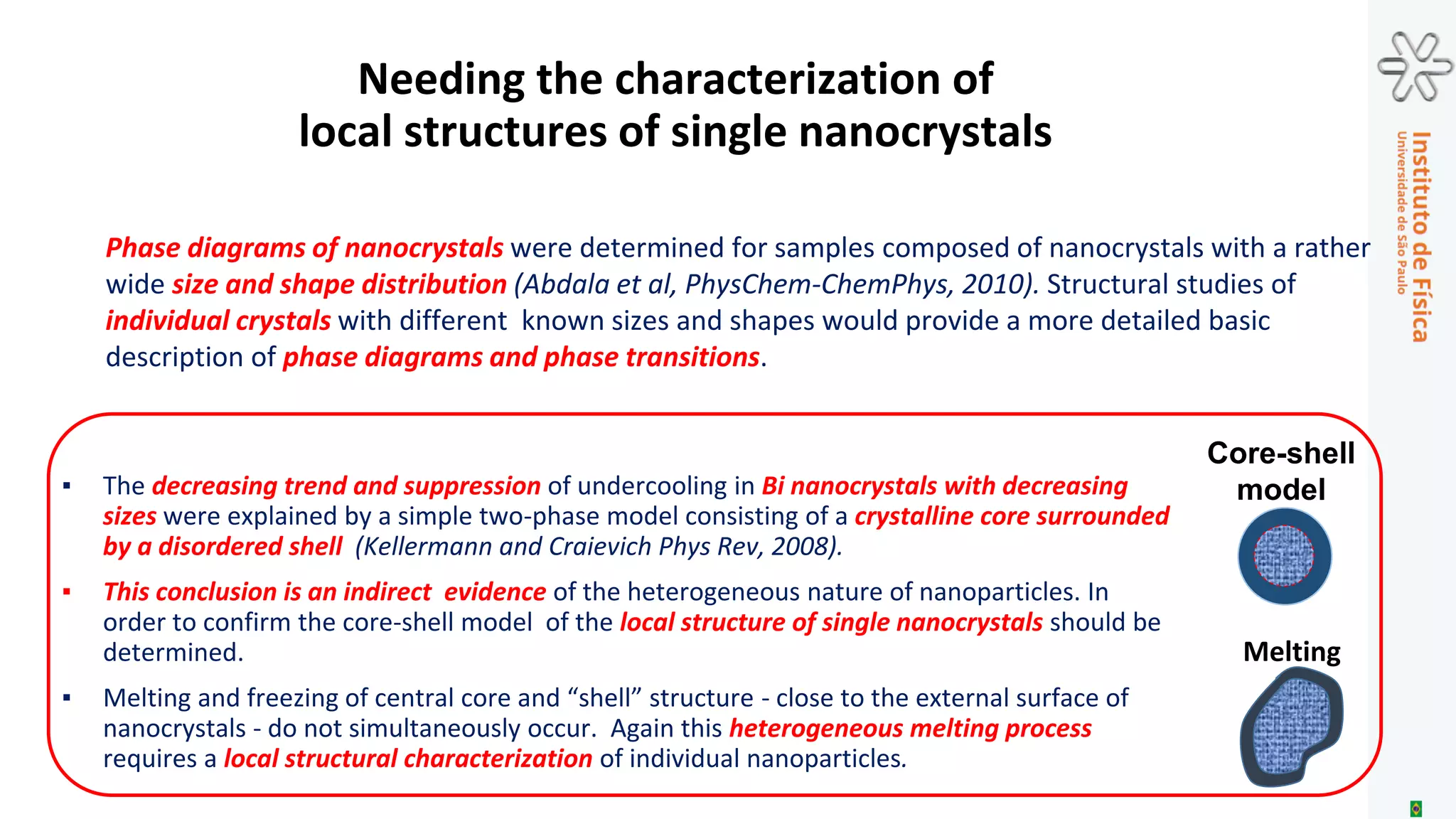Coherent Diffractive Imaging
In situ Coherent Diffraction Imaging applied to catalysis
Florian Meneau, Ana F Suzana (PhD thesis), Amélie Rochet, Jean Rinkel
in collaboration with Ian Robinson, Diamond, UK
X-ray Coherent diffraction patterns of isolated (a)
Au/Ag nanobox (b) the image of a nanobox with size ∼
173 nm was reconstructed from the diffraction pattern.
The scale bar is 100 nm.
Takahashi et al. NanoLetters, 2013
3D Imaging
In situ, operando
@ the single nanoparticle level
Towards nm resolution
 