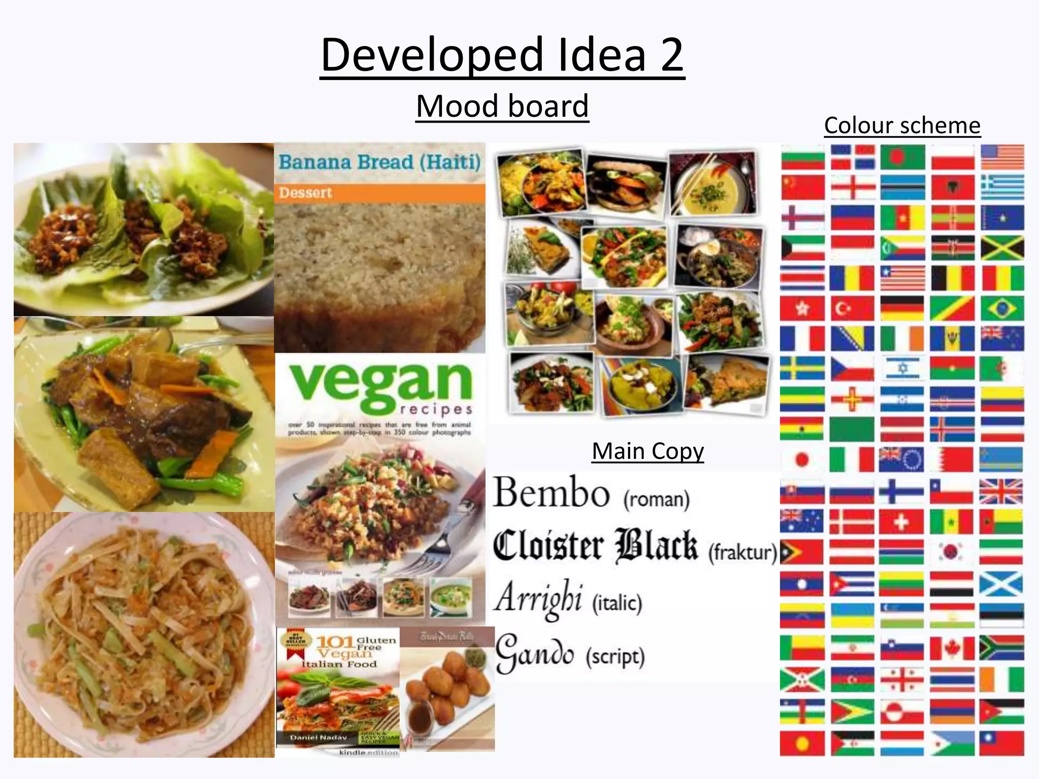 Developed Idea 2
Mood board
Main Copy
Colour scheme
 