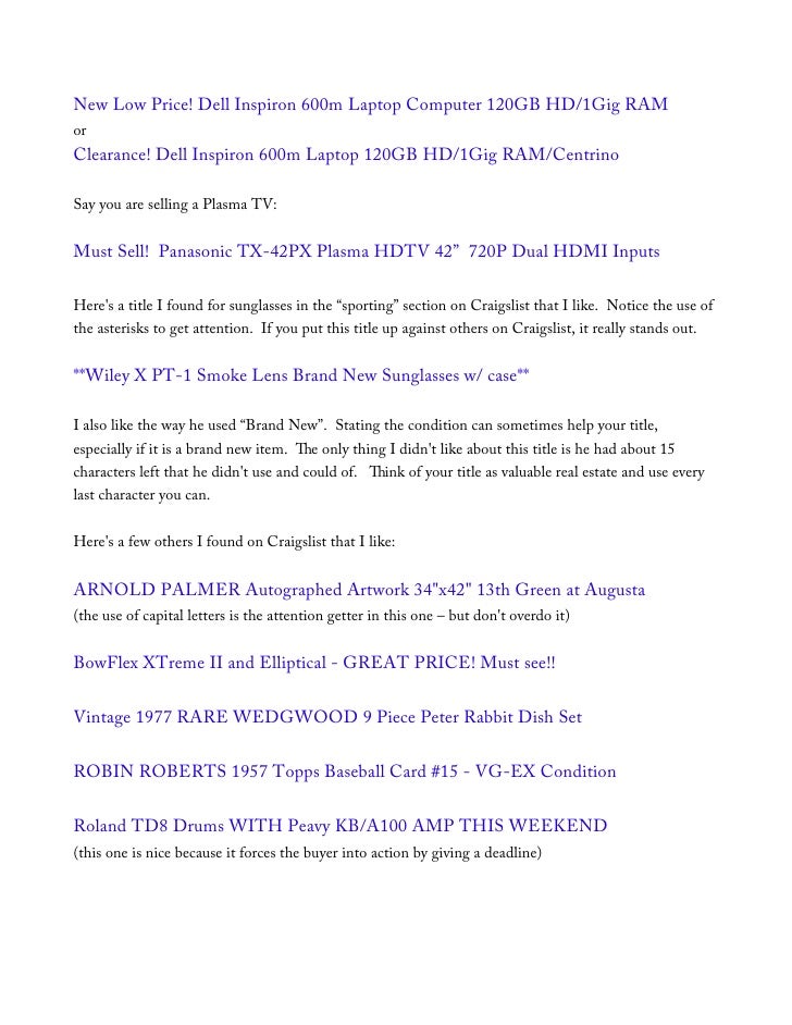 Craigslist Philadelphia Selling Tips