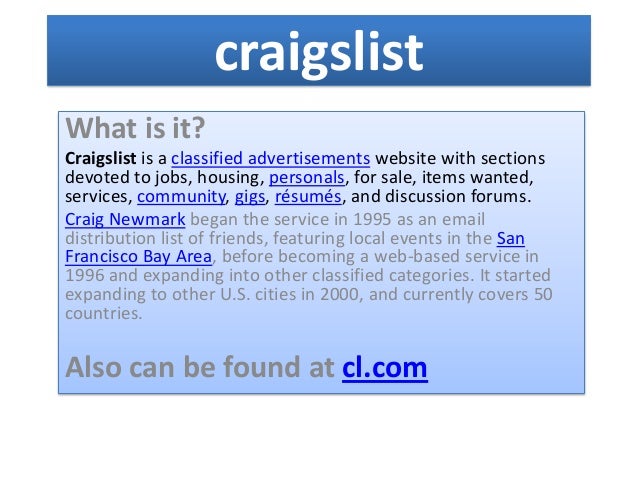 Craigslist – selling
