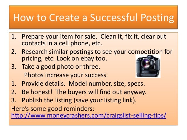 Craigslist – selling