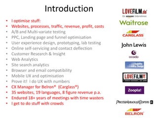 IntroductionI optimise stuff: