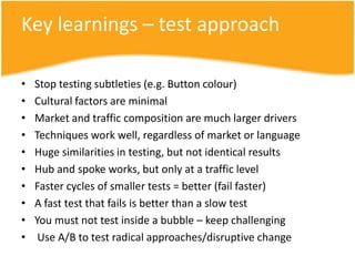 Small team, big challengeTeam of 3 – 2 x optimisers, 1 x part time designerHigher ROI without spending more (or lower costs)Stuff that doesn’t hinder SEO or PPCMeasurable ROI on changes, not ego or opinionTools with low or zero IT footprint, easy to deployLow cost or fast return techniquesSpecialised  tools for specific optimisation workOptimisation is a culture, not a tool thoughWe don’t let IT run our website!MVT and A/B testing has the fastest ROI of *any* technique
