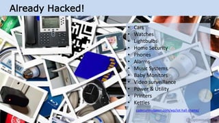 6: Here is our £84 Million testing rig!
@OptimiseOrDie
Already Hacked!
• Cars
• Watches
• Lightbulbs
• Home Security
• Pho...