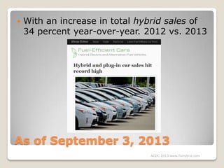 

With an increase in total hybrid sales of
34 percent year-over-year. 2012 vs. 2013

As of September 3, 2013
ACDC 2013 w...
