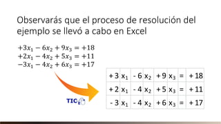 Observarás que el proceso de resolución del
ejemplo se llevó a cabo en Excel
 