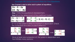 Cramer's Example Understanding Determinants and Cramer's Rule for Solving Linear Systems ...