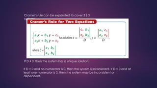 Inconsistent Rules Understanding Determinants and Cramer's Rule for Solving Linear Systems ...