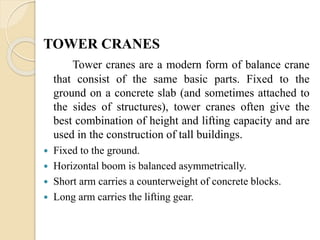 Construction Equipment -Crane - Hoisting equipment | PPTX