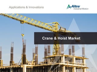 Applications & Innovations
Crane & Hoist Market
 
