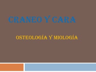 CRANEO Y CARA
OSTEOLOGÍA Y MIOLOGÍA
 