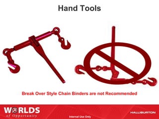 Hand Tools




Break Over Style Chain Binders are not Recommended




                    Internal Use Only
 
