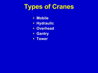 Types of Cranes Mobile Hydraulic Overhead Gantry Tower 