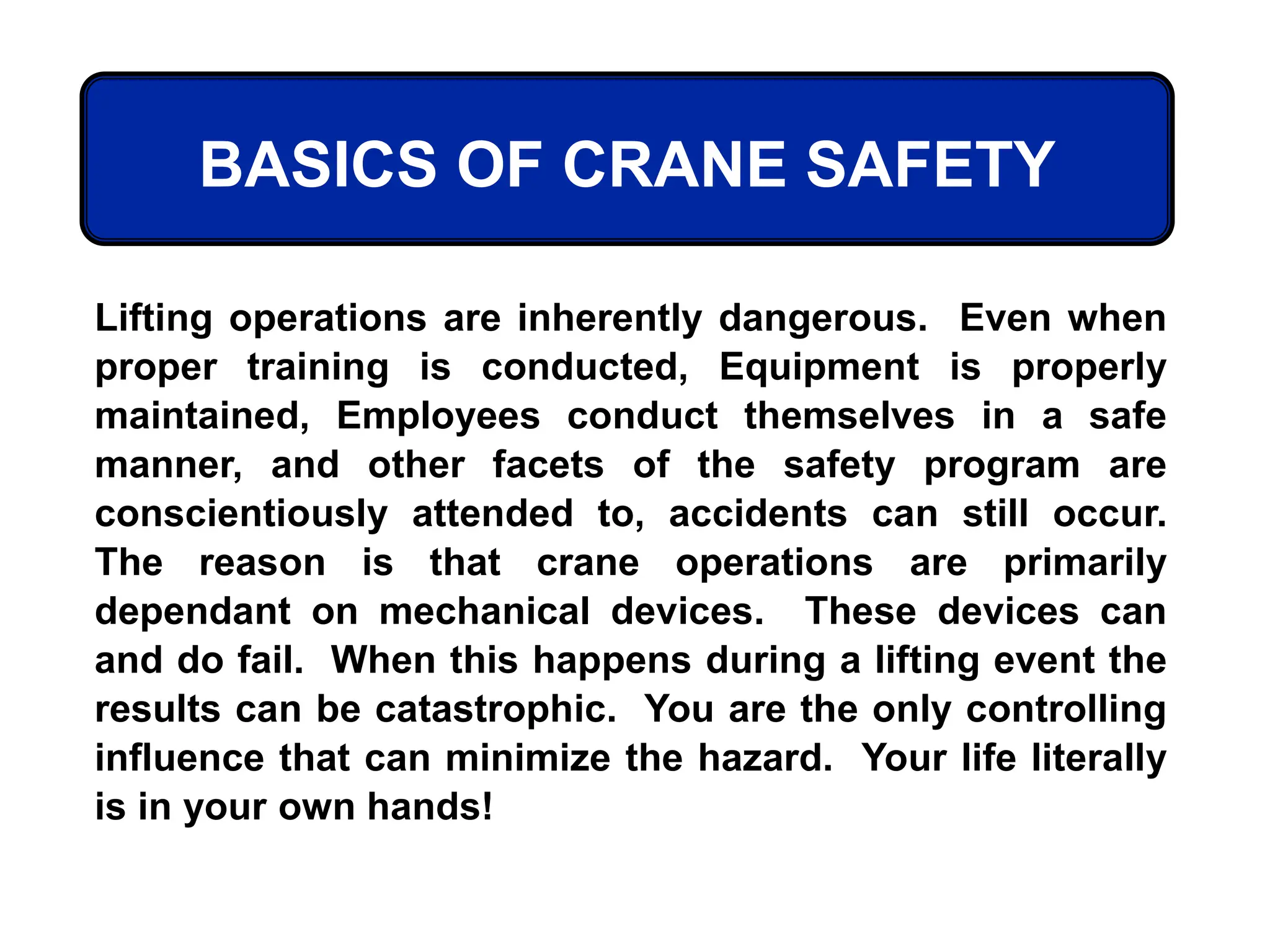 Crane and lifting safety presentation ppt | PPT