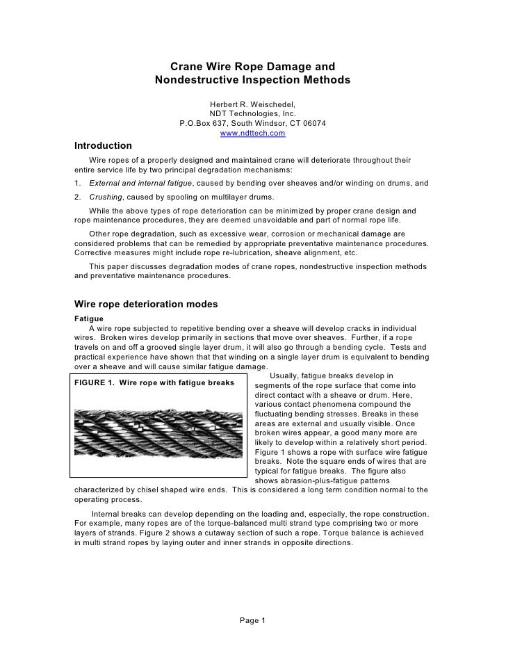 Crane wire rope damage and inspection methods