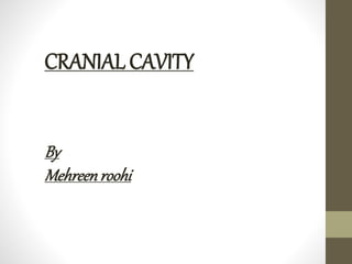 CRANIAL CAVITY
By
Mehreenroohi
 