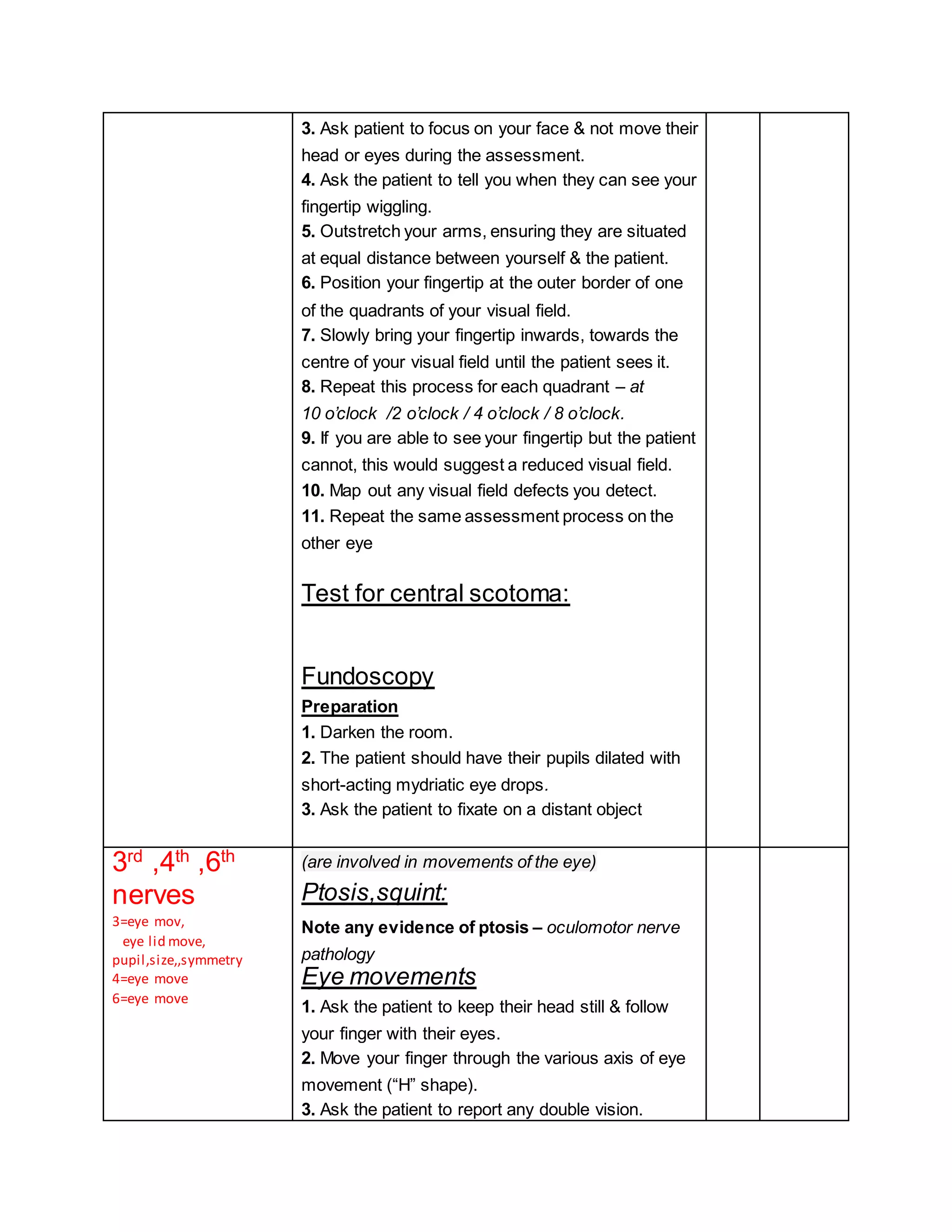 Cranial nerves examination | DOCX