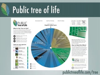 Public tree of life
publictreeoﬂife.com/tree
 