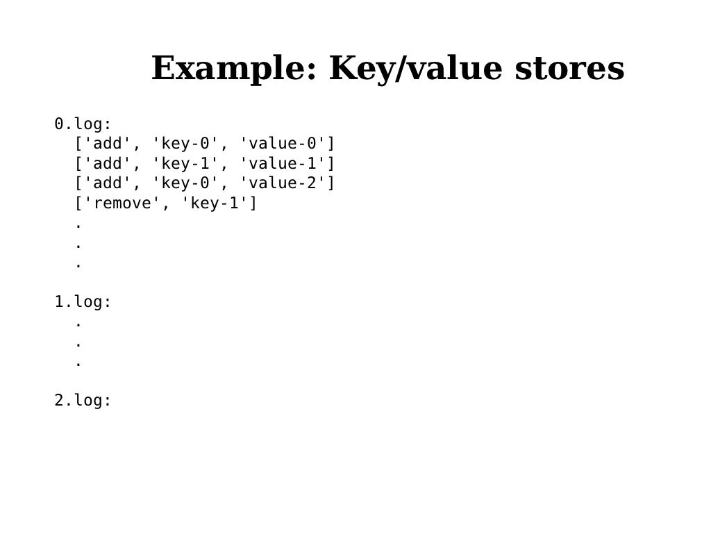 Example Key/value stores 0.log ['add',
