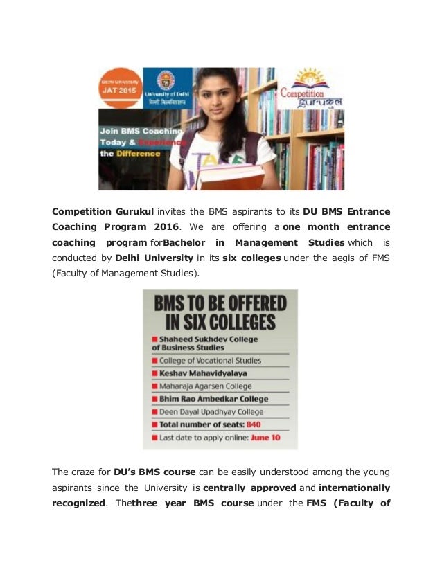 Crash Course for Delhi University BMS Entrance Test