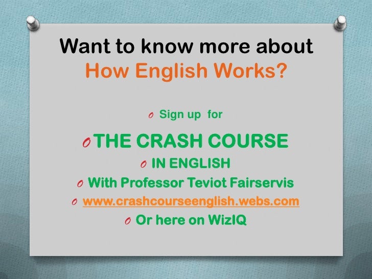 crash course how english works wiz iq1 how english works