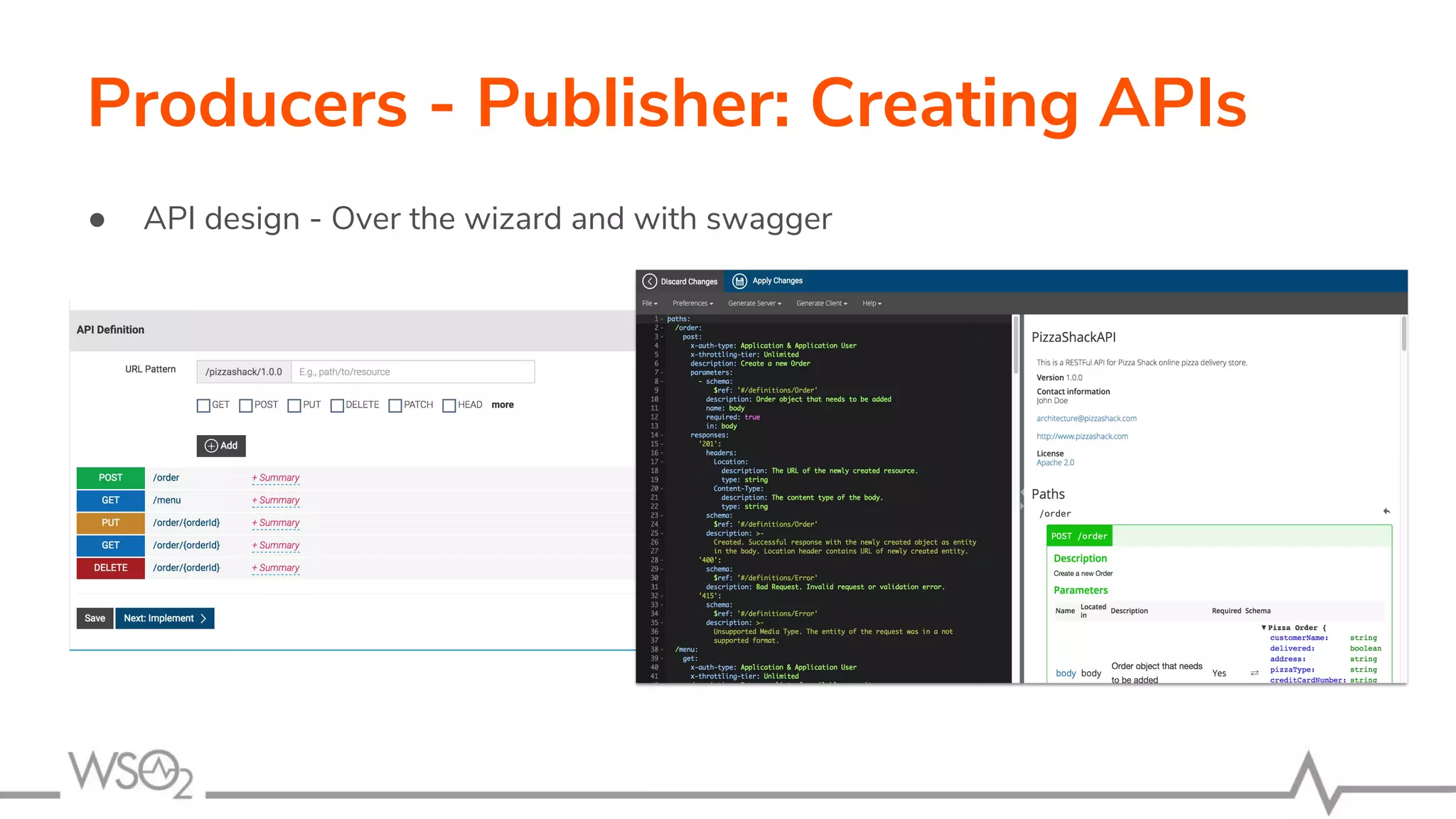 Producers - Publisher: Creating APIs
● API design - Over the wizard and with swagger
 
