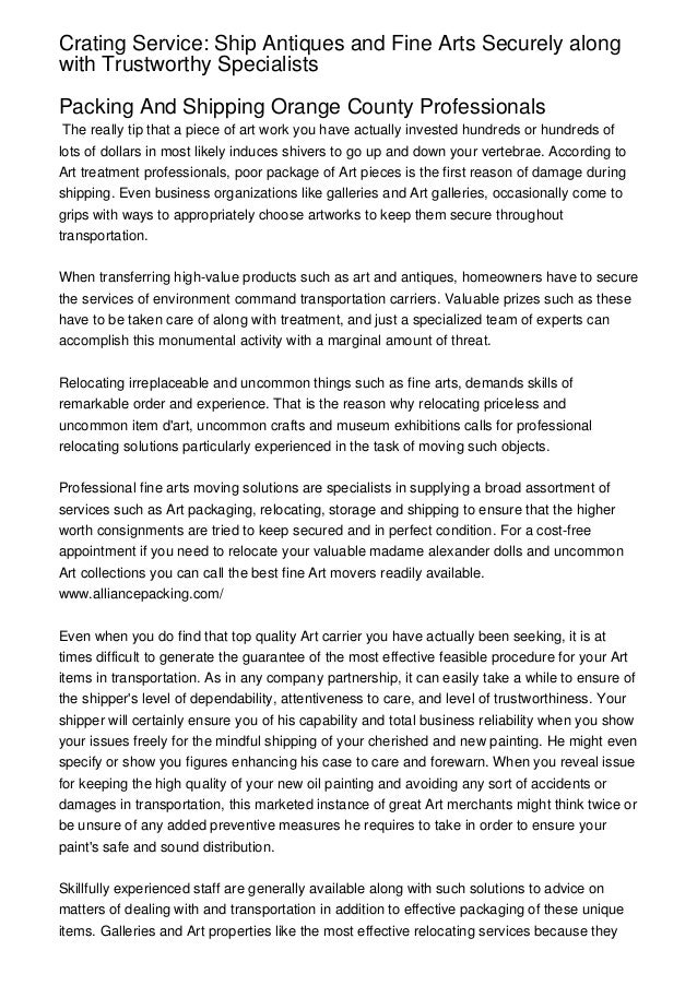 Crating Service Ship Antiques And Fine Arts Securely Along With T