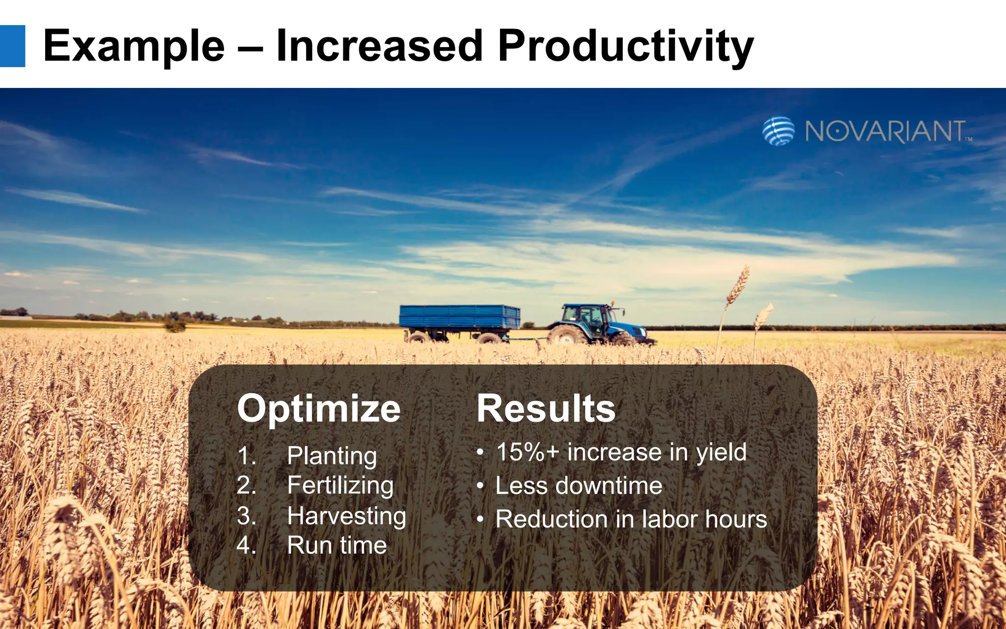 5© 2015 Aeris Communications, Inc. All Rights Reserved.
Example – Increased Productivity
•  15%+ increase in yield
•  Less downtime
•  Reduction in labor hours
Optimize
1.  Planting
2.  Fertilizing
3.  Harvesting
4.  Run time
Results
 