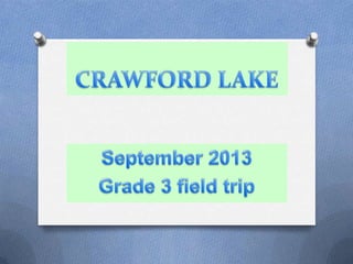 Grade Three Crawford Lake  Trip 2013