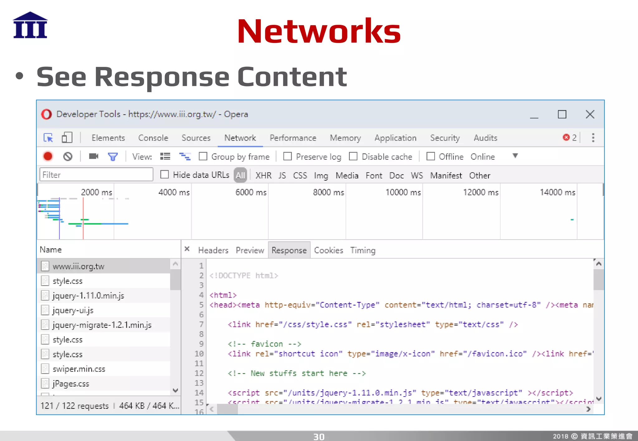 Networks
• See Response Content
30
 