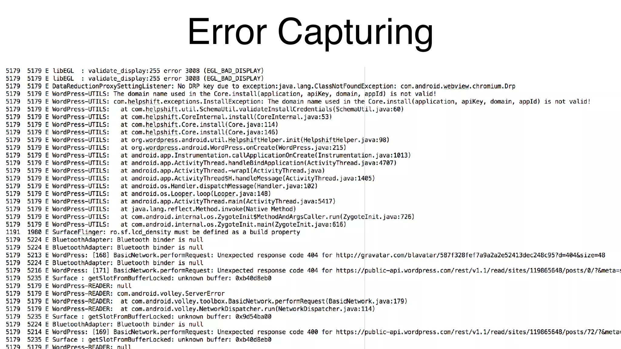 Error Capturing
 