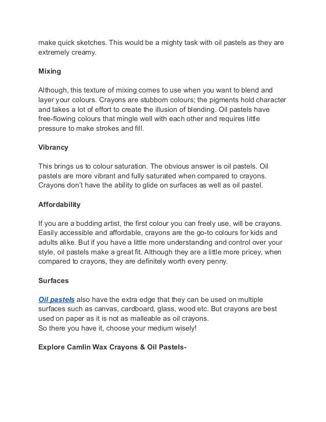 Crayons vs Oil Pastels