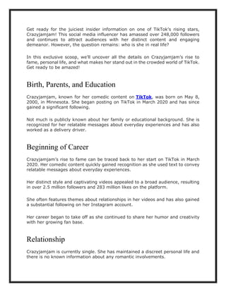 Meet Crazyjamjam - A TikTok Sensation | Blog Eternal | PDF