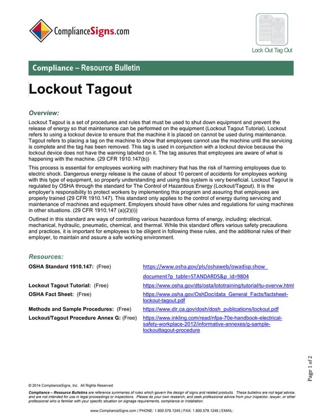 Lockout Tagout Safety Resources | PDF