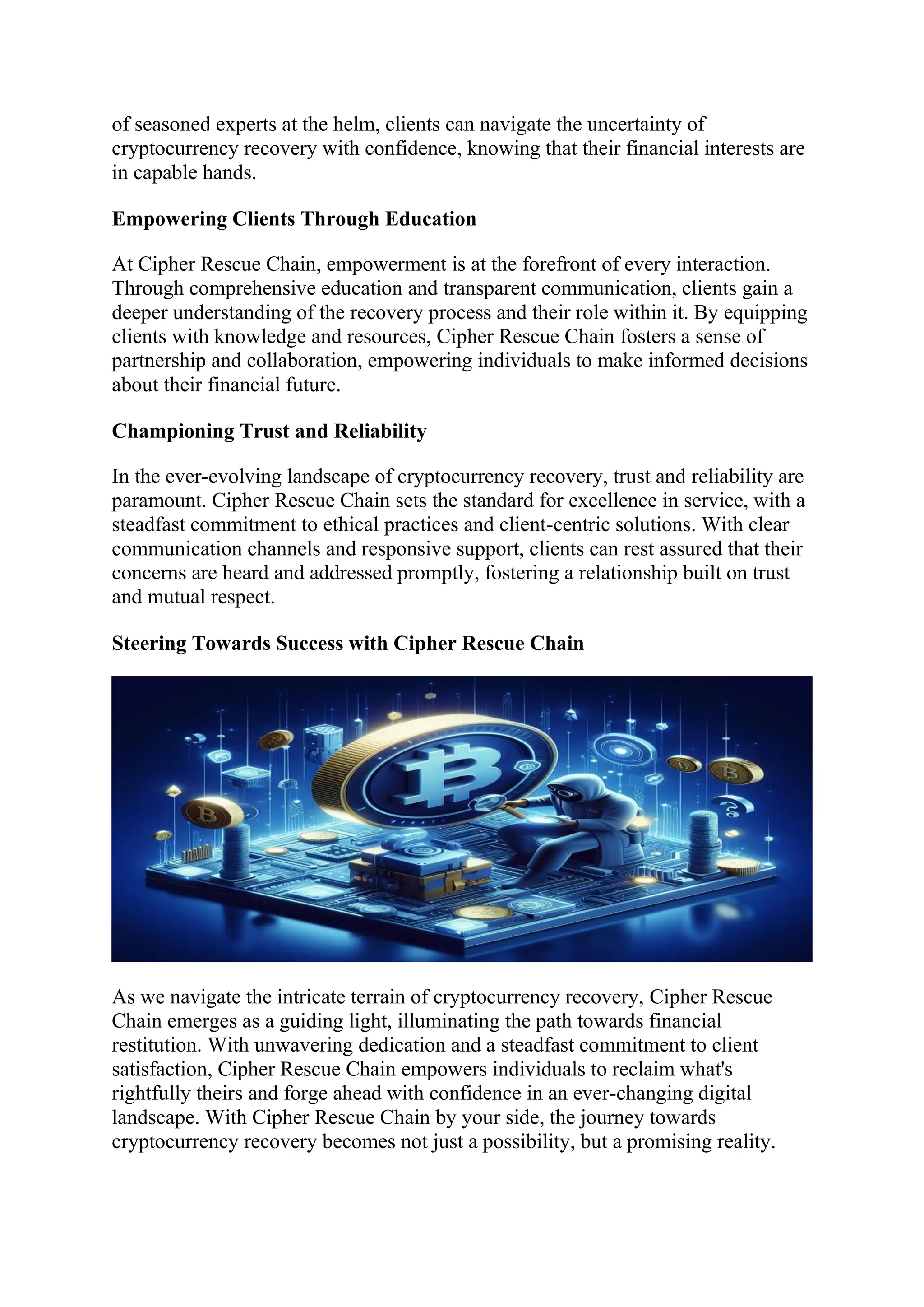 CipherRescue Chain: A Trusted Solution for Crypto Fraud and Asset Recovery  in the UK | PDF