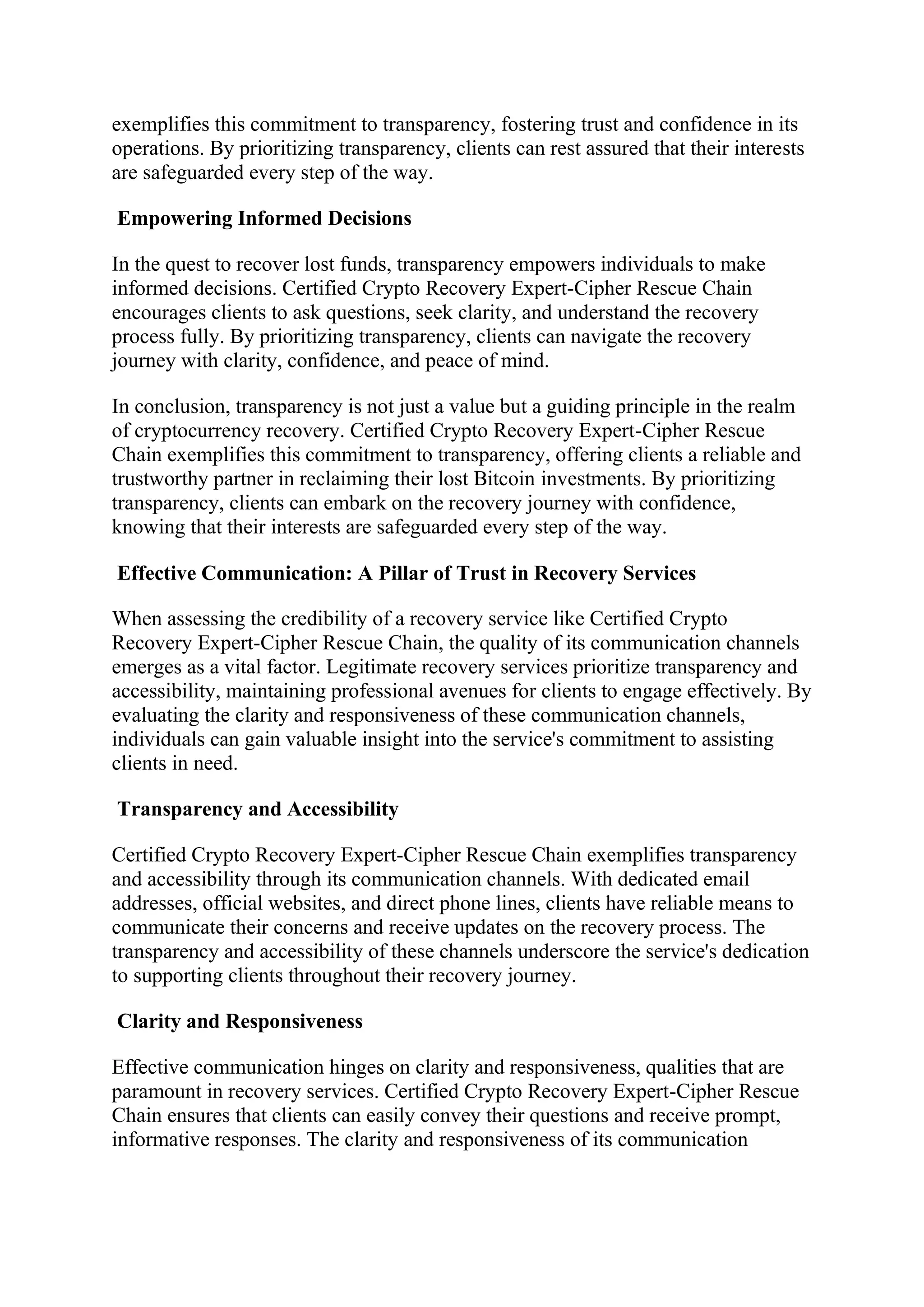 CipherRescue Chain: A Trusted Solution for Crypto Fraud and Asset Recovery  in the UK | PDF