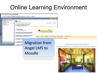 Online Learning Environment




     Migration from
     Migration from
     Angel LMS to
     Moodle to
     Angel LMS
     Moodle
 