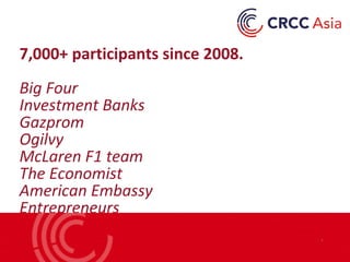 7,000+ participants since 2008.
Big Four
Investment Banks
Gazprom
Ogilvy
McLaren F1 team
The Economist
American Embassy
Entrepreneurs
 
