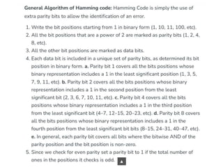 CRC_HAMMING code generation in computer networks | PPTX