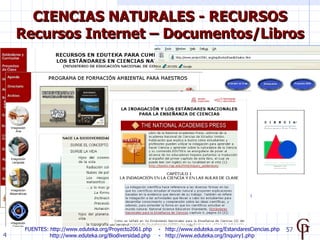 CIENCIAS NATURALES - RECURSOS
    Recursos Internet – Documentos/Libros




     FUENTES: http://www.eduteka.org/Proyecto2...