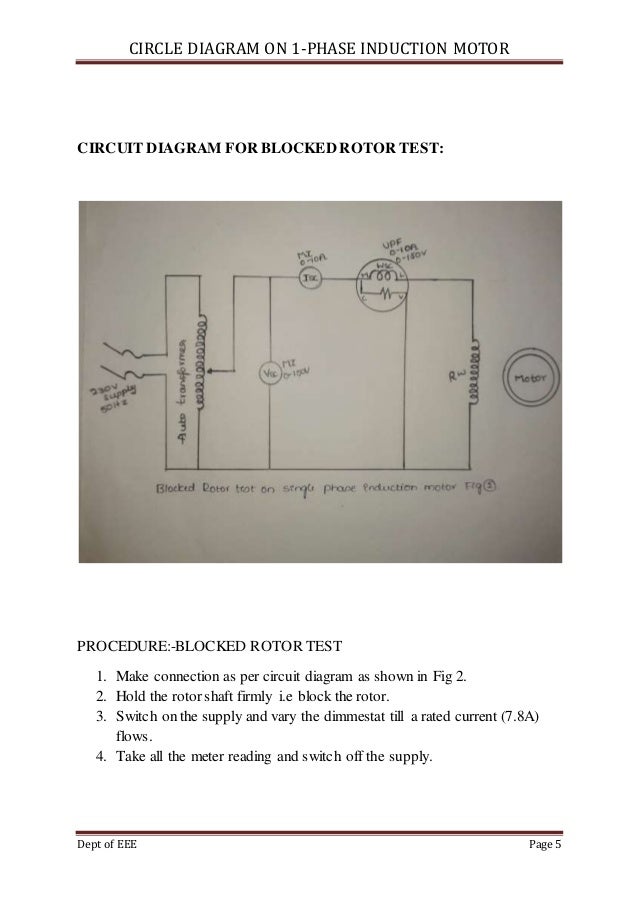 Circle Diagram On 1 Phase Induction Motor
