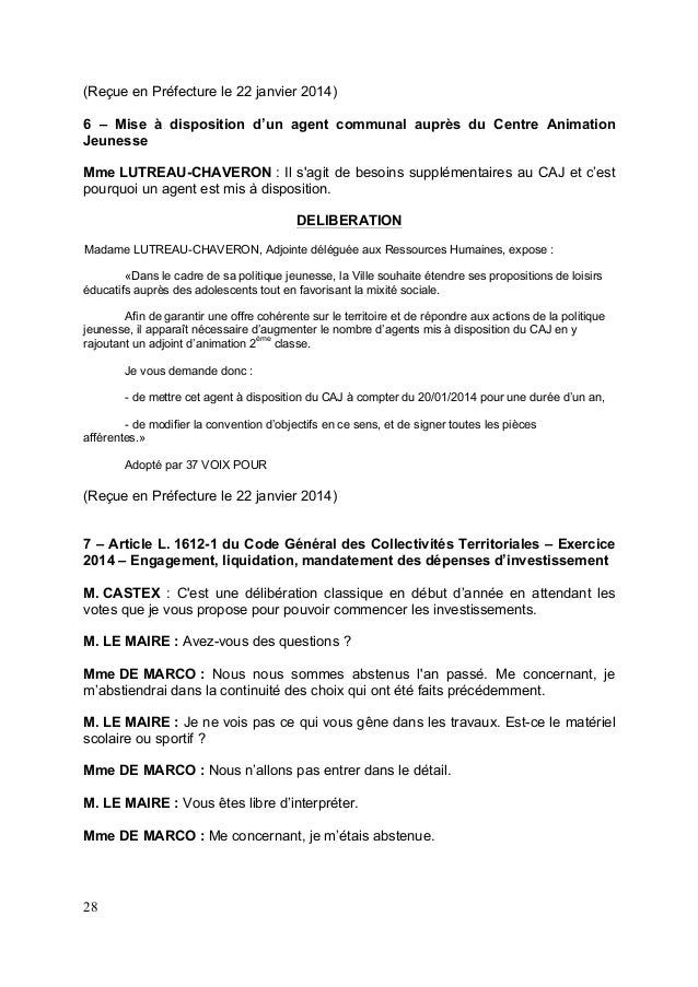 Mise à disposition de personnel communal auprès d Mise à disposition de personnel communal auprès d