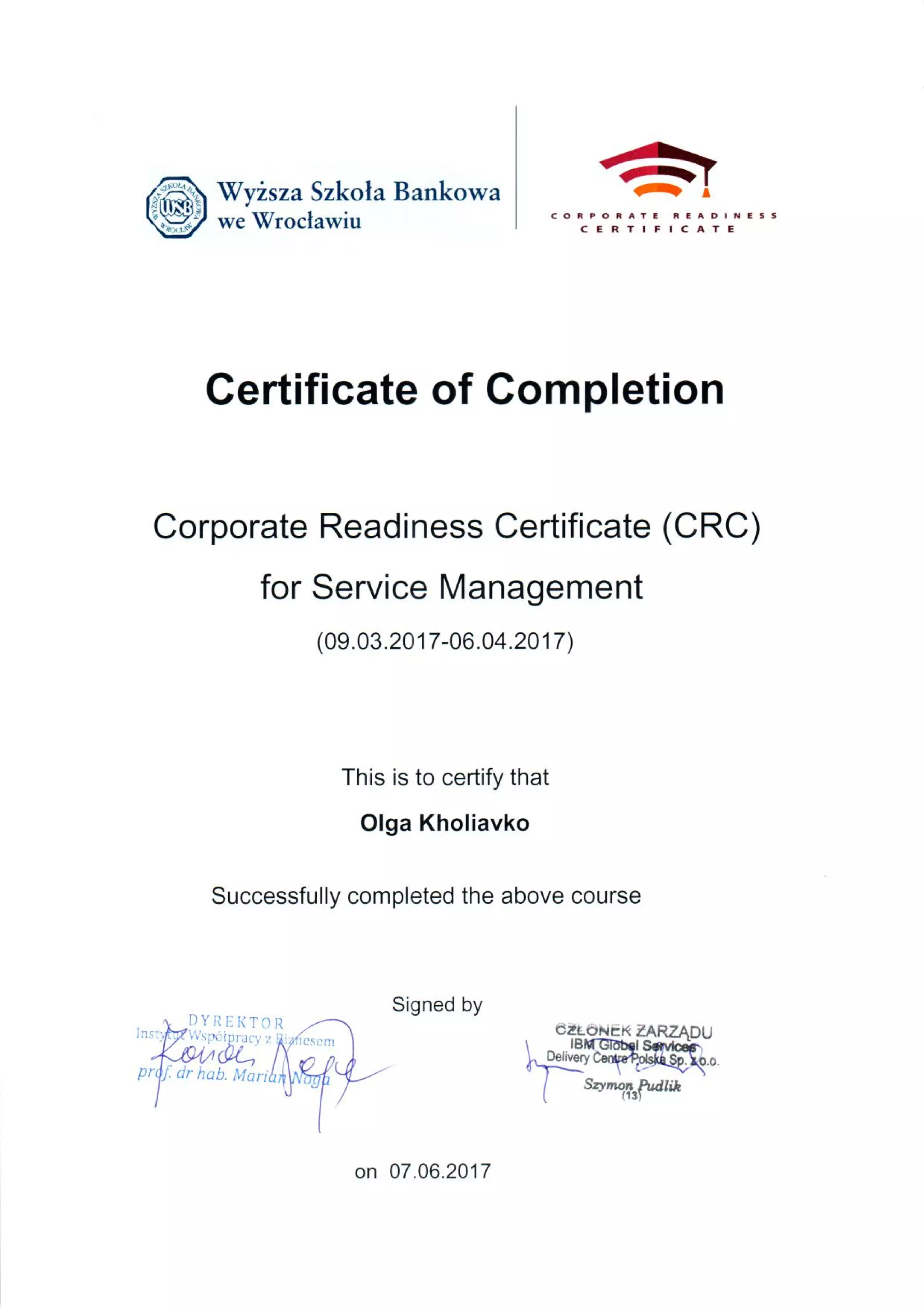 IBM CRC Certificate PDF