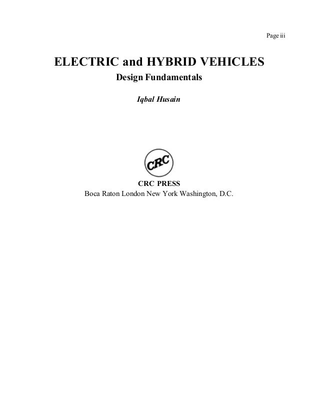 Crc press electric and hybrid vehicles design fundamentals i. hu…