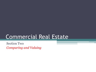 Commercial Real Estate 
Section Two 
Comparing and Valuing 
 